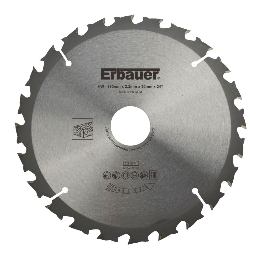 Erbauer Lame de scie circulaire TCT 180 x 30mm 24 dents