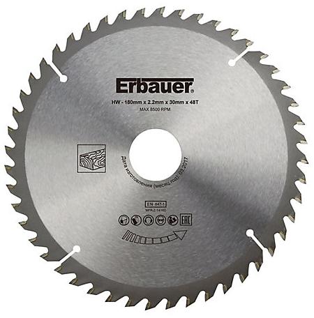 Erbauer Lame de scie circulaire Bois Ø180 x30/20/16 coupe fine 48 dents