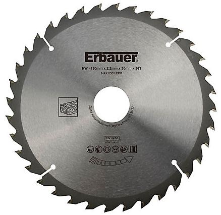 Erbauer Lame de scie circulaire Bois  Ø180 x30/20/16 coupe moyenne 36 dents