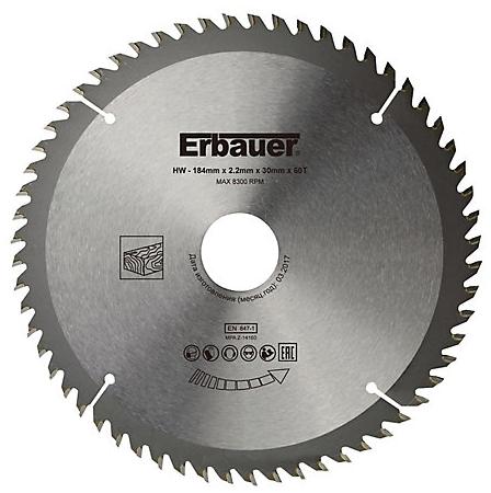 Erbauer Lame de scie circulaire Bois Ø184 x30/20/16 coupe fine 60 dents