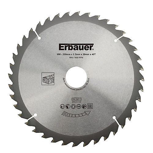Erbauer Lame scie circulaire TCT Ø200 x30/20/16 Moyenne 40 dents