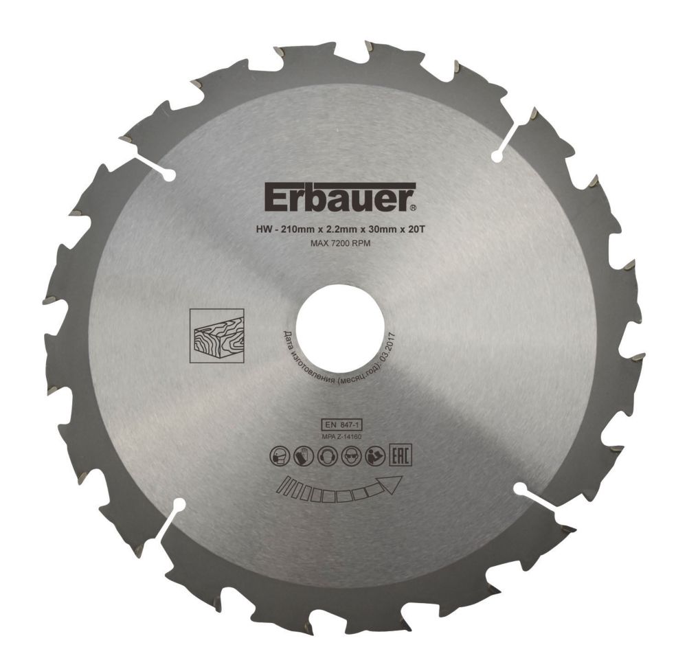 Erbauer Lame de scie circulaire TCT 210 x 30mm 20 dents