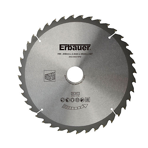 Erbauer Lame de scie circulaire Bois Ø230 x30/25/20 coupe moyenne 40 dents