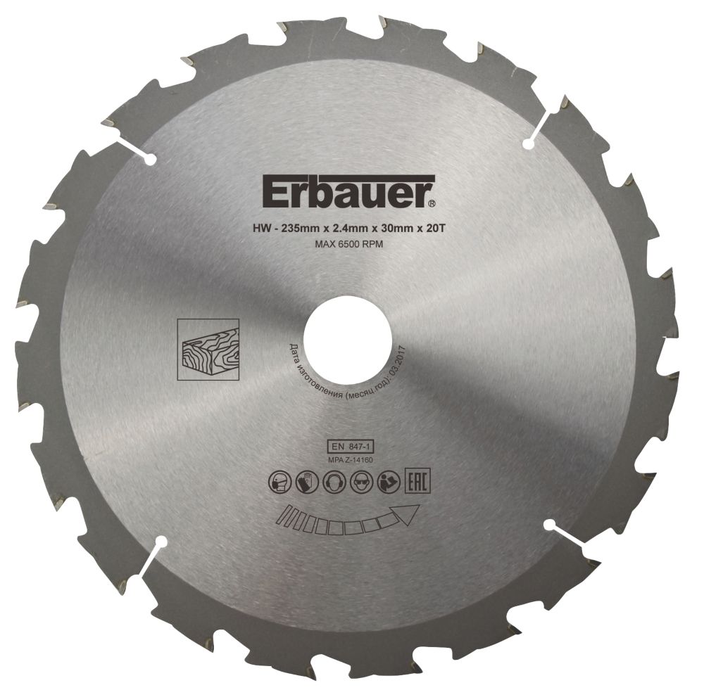 Erbauer Lame de scie circulaire TCT 235 x 30mm 20 dents