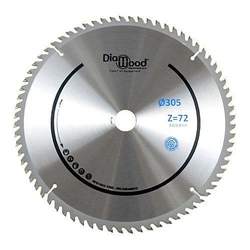 Diamwood Expert En Equipement Lame de scie circulaire HM finition D. 305 x Al. 30 x ép. 3,0/2,0 mm x Z72 Alt pour bois