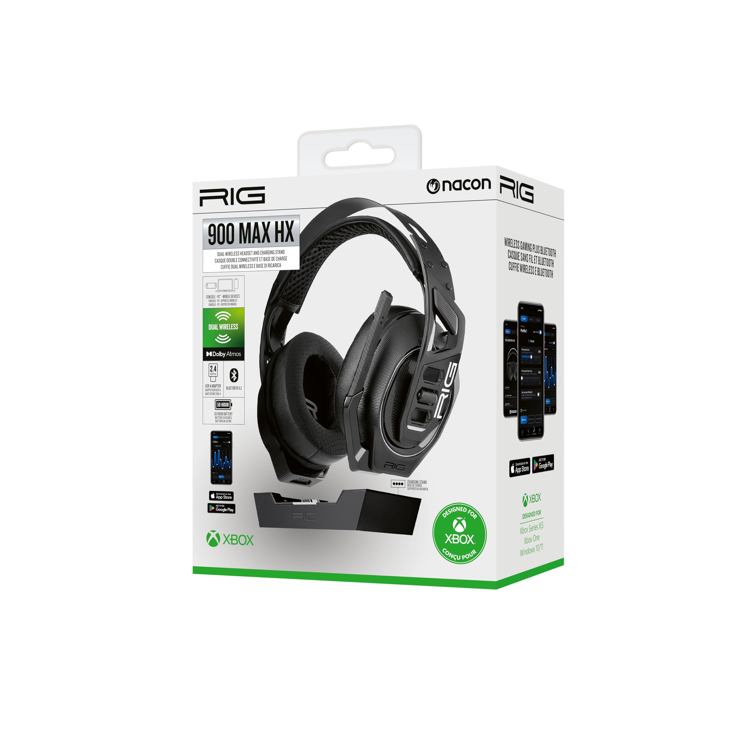 PLANTRONICS Casque gaming sans fil et station de base RIG 900 MAX HX Noir pour Xbox XS Xbox One Playstation et PC