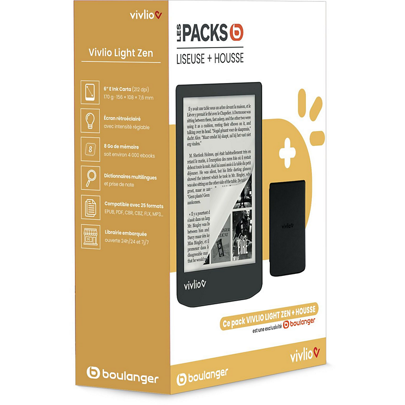 Vivlio liseuse ebook coffret 2en1 light zen- pack b 2025