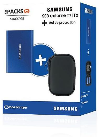 SAMSUNG disque dur ssd externe pack t7 1to bleu etui