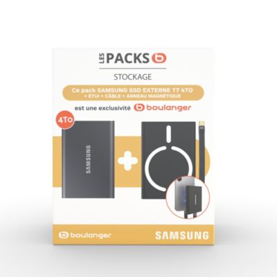 SAMSUNG Disque dur SSD externe Pack T7 4To Gris + Etui magsafe + cable