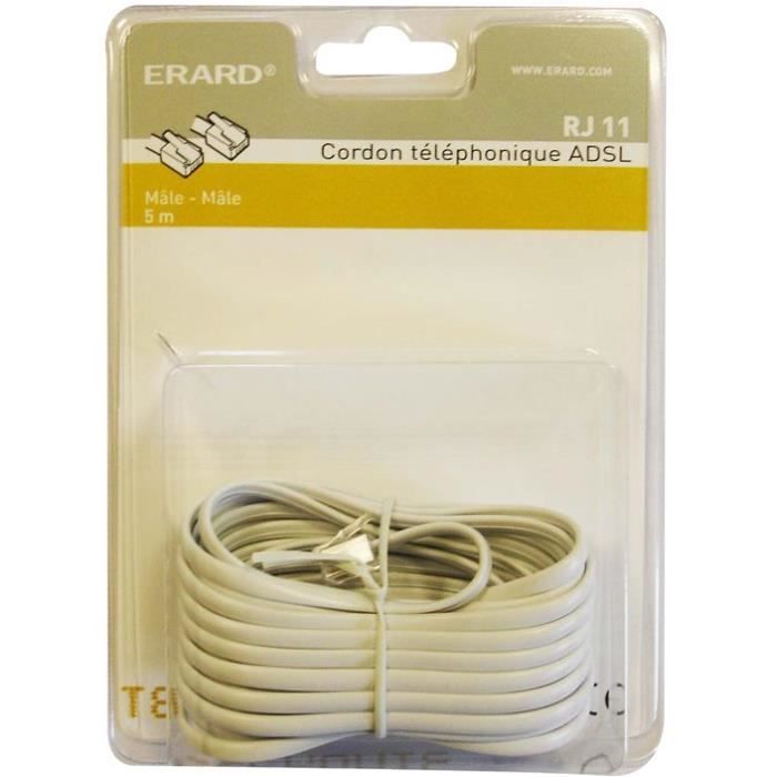 ERARD Cordon RJ11 haut-débit ADSL mâle/ RJ45 mâle 5 m