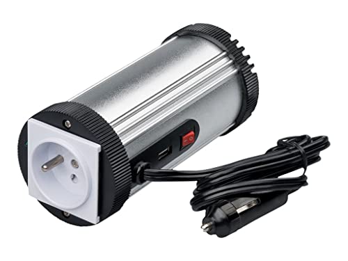 DLH CONVERTISSEUR DE PRISE ALLUME-CIGARE 12V/220V UNIVERSEL 150W AVEC PORT USB 2,1A. Format canette. Cable 65cm. Protection anti-électrocution. Port USB 2.1A. Boitier argent. Compatible tout appareil consommant jusque 160W.