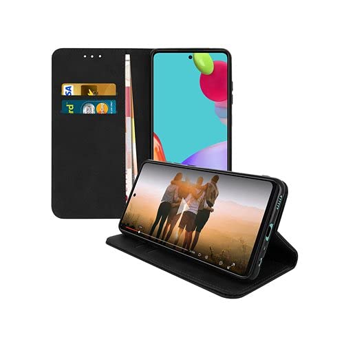 DLH - Étui à rabat pour téléphone portable - noir - pour Samsung Galaxy A52, A52 5G, A52s 5G