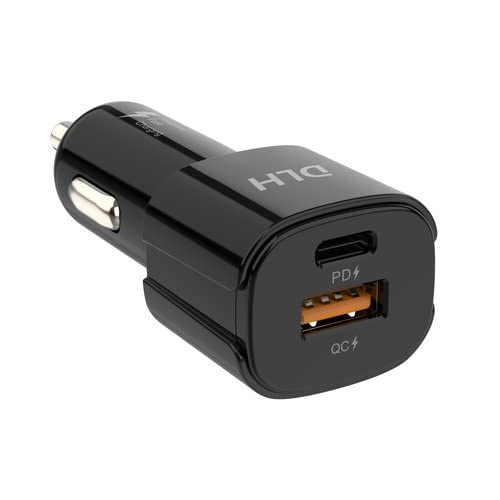 DLH - Adaptateur d'alimentation pour voiture - 38 Watt - FC - 2 connecteurs de sortie (USB type A, 24 pin USB-C)