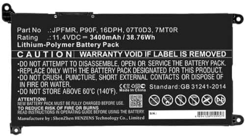 DLH - Batterie de portable (équivalent à : Dell YRDD6, Dell 0YRDD6, Dell 1VX1H, Dell FDRHM, Dell VM732, Dell WJPC4) - lithium-polymère - 3685 mAh - 42 Wh - pour Dell Inspiron 15 55XX, 35XX, 5493, 54XX 2-in-1, Latitude 3310, 3310 2-in-1, Vostro 35XX