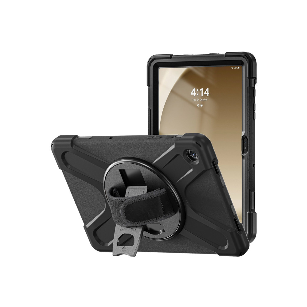 DLH - Coque de protection pour tablette - avec bandoulière, poignée rotative et support - pour Samsung Galaxy Tab A9+