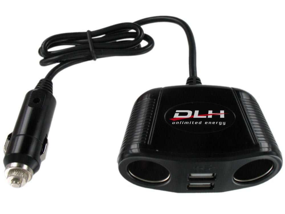 DLH MULTIPRISE ALLUME-CIGARE. 2 sorties allume-cigare max 150W. 2 sorties USB (2.1A + 1A). Compatible prises voiture / camion / caravane et bateau.