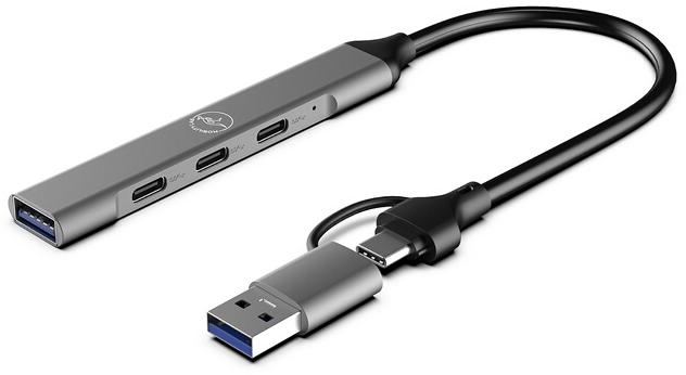Mobility Lab HUB USB-C ULTRA SLIM + ADAPTATEUR USB-C FEMELLE /USB-A MALE AVEC 1 PORT USB-A 3.0 et 3 PORTS USB-C
