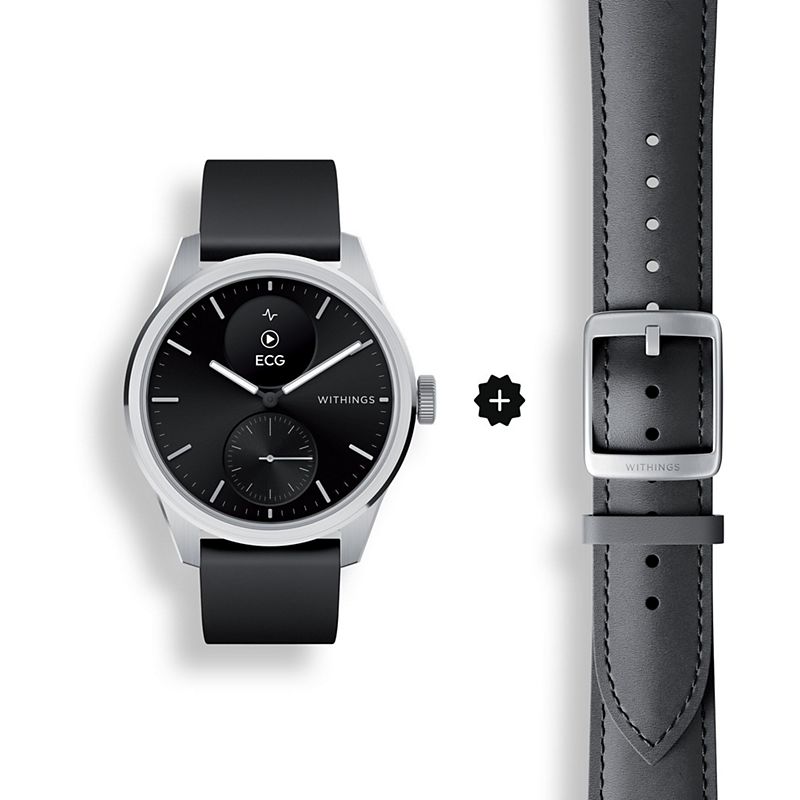 Withings montre sante scanwatch 2 42mm noire bracelet cuir