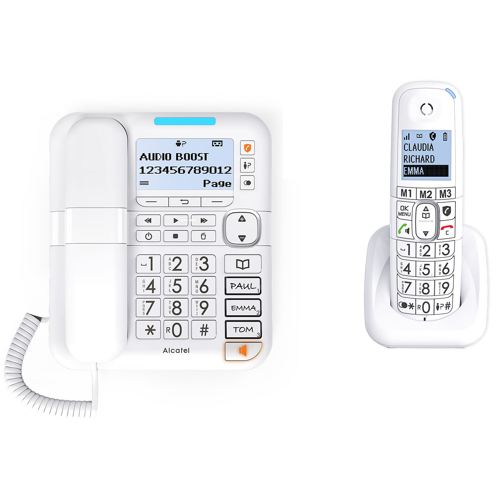 Alcatel XL785 Combo (base filaire + combiné DECT) avec répondeur, grand écran et grosses touches