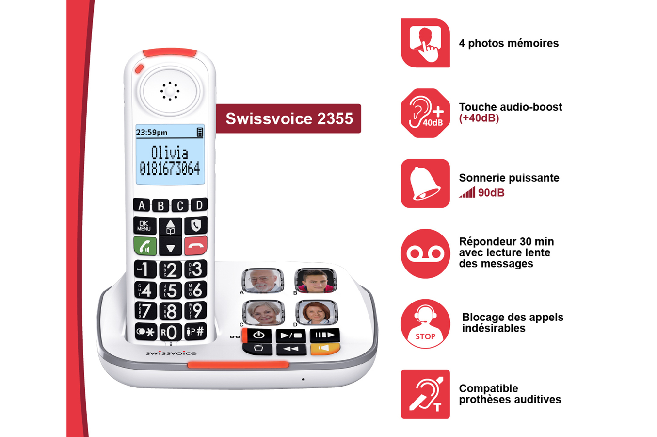 Swissvoice Xtra 2355 pour Sénior avec répondeur
