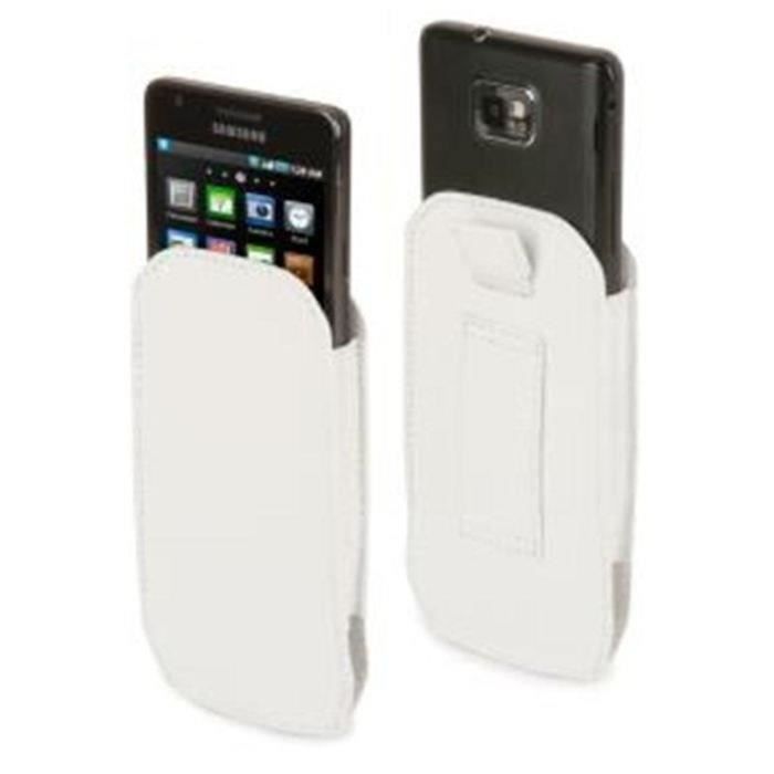 Muvit Etui Vertical Taille Xl Blanc Veine Passant Ceinture