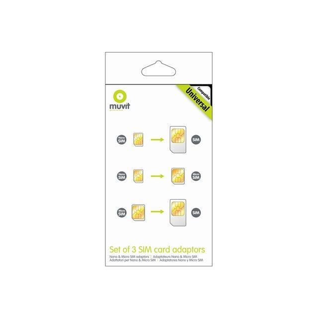 Muvit Muvit universel sim adaptateur pack de 3 pour nano
