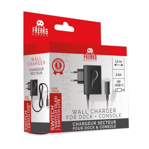Freaks and Geeks Chargeur secteur pour dock et console Nintendo Switch Nintendo Switch Lite et Nintendo Switch Modèle OLED Noir