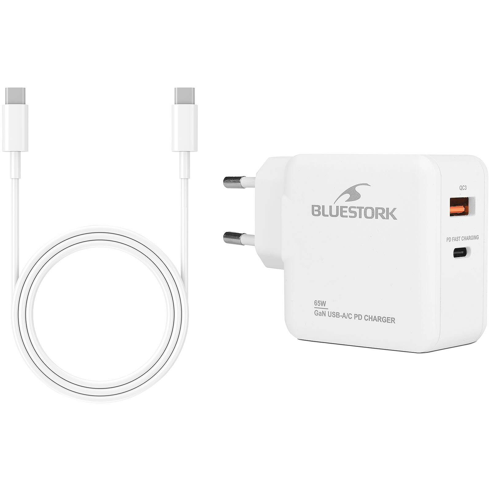 BLUESTORK Chargeur USB-C/A 65W GaN (Blanc)