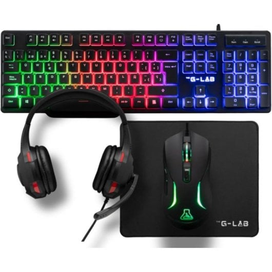 The G-Lab Pack Gaming The G-Lab Combo Sulfur 4-en-1 QWERTY Espagnol rétroéclairé RGB