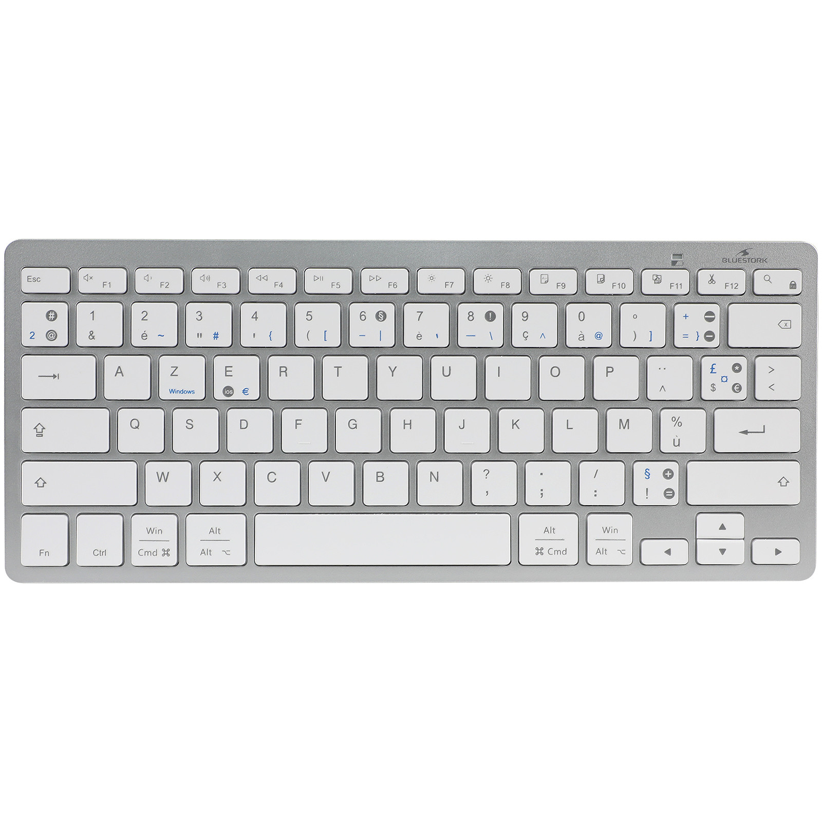 BLUESTORK Bluestork KB-Mini - Clavier sans fil Bluetooth 5.0 avec 13 raccourcis multimédia pour Mac et Windows. Design fin, touches concaves à membrane pour une frappe silencieuse. Connectivité Bluetooth 5.0 rapide et fiable avec une portée de 10m. Autono