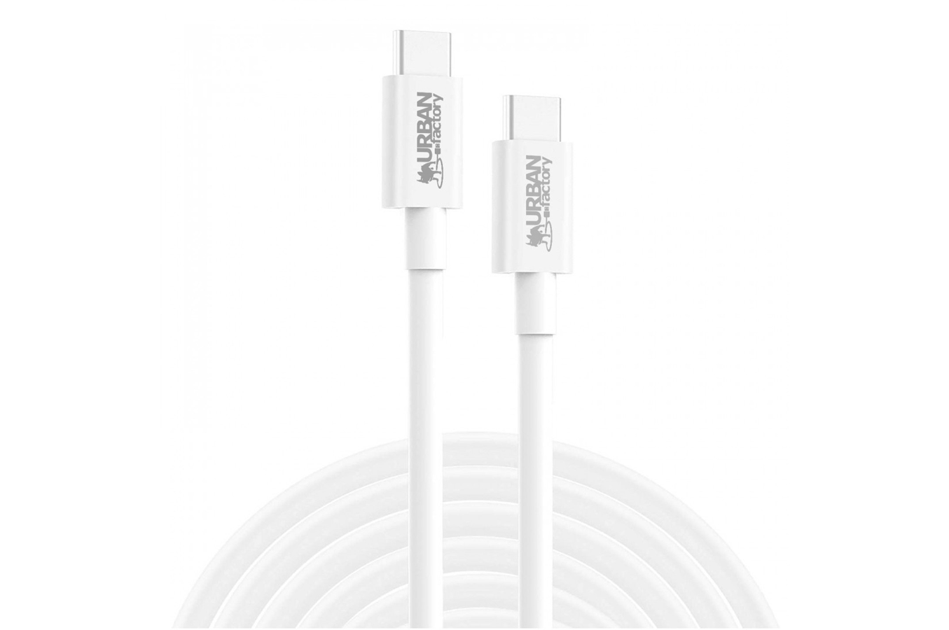URBAN FACTORY CABLE USB-C VERS USB-C 2M E-MARK 240W BLANC