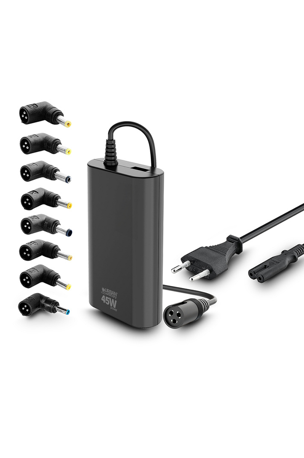 URBAN FACTORY Nom : CHARGEUR UNIVERSEL PC 45W NOIR