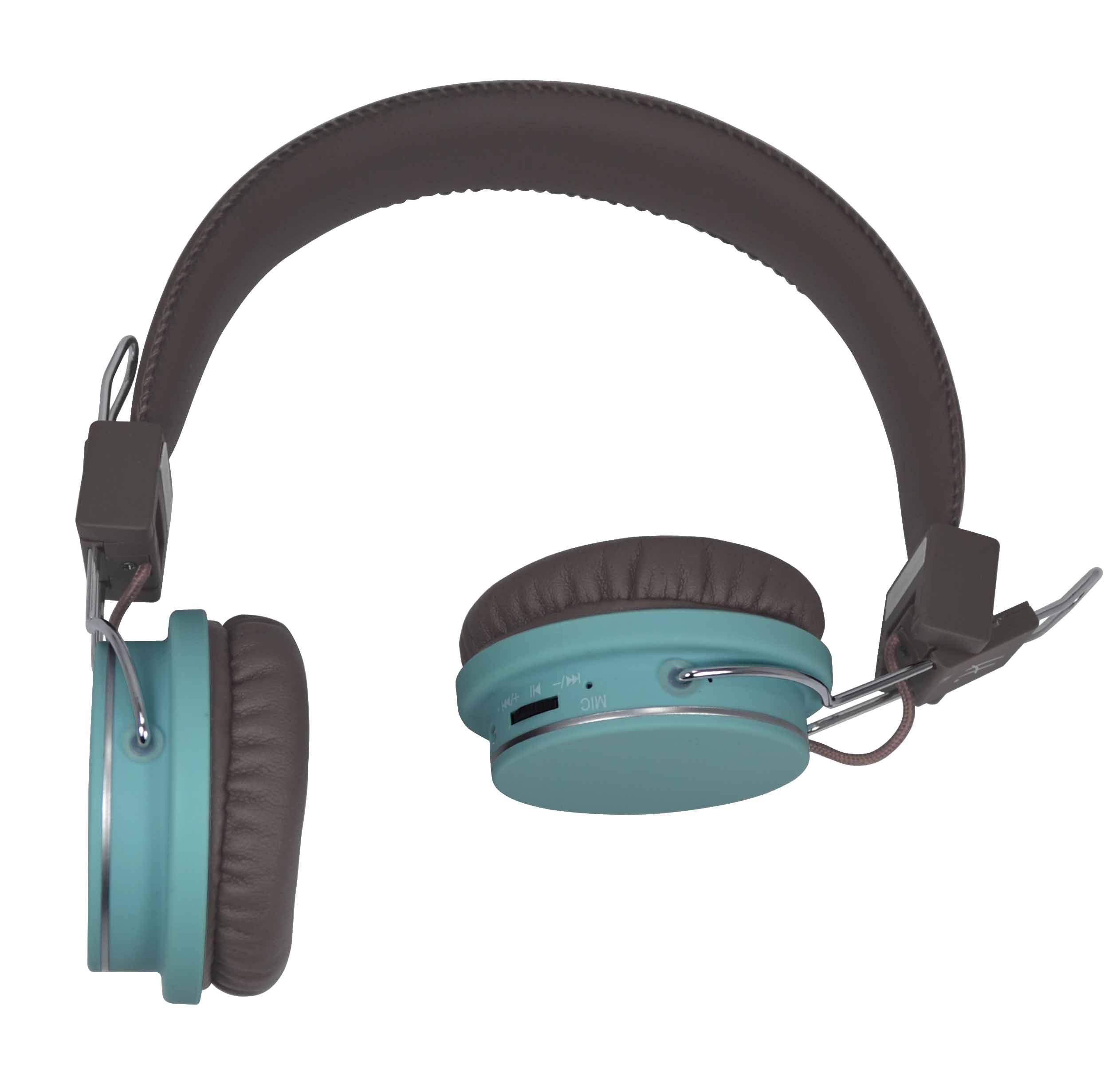 Halterrego Casque DOUBLE H. marron/blue, bltooth/fil, fonction t l, Lect.Mini-SD