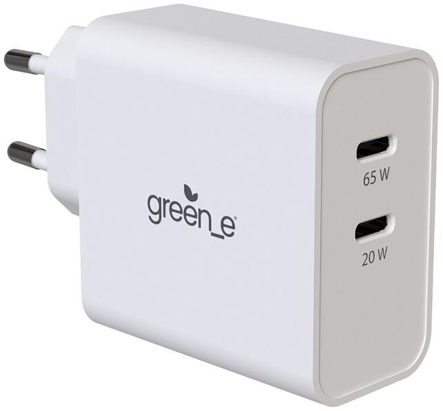 Green-e CHARGEUR SECTEUR 85W TYPE C GAN AVEC 1 PORT USB-C DE 65W + 1 PORT USB-C DE 20W