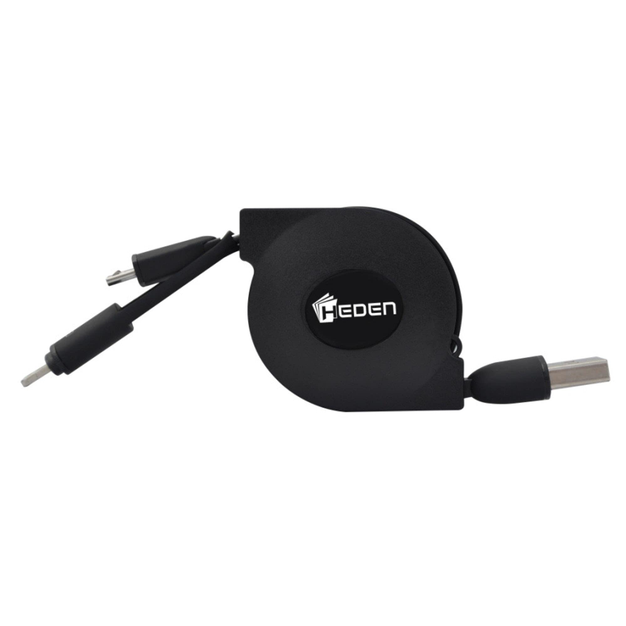 HEDEN Cable USB de recharge retractable 2en1 de 1M, ligntening + micro usb