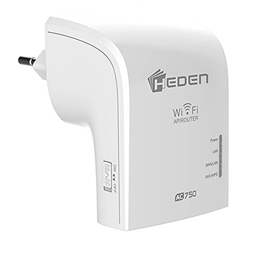 HEDEN Répéteur WiFi AC750 Dual Band 2.4Ghz / 5GHz, 2 Ports RJ45, Blanc