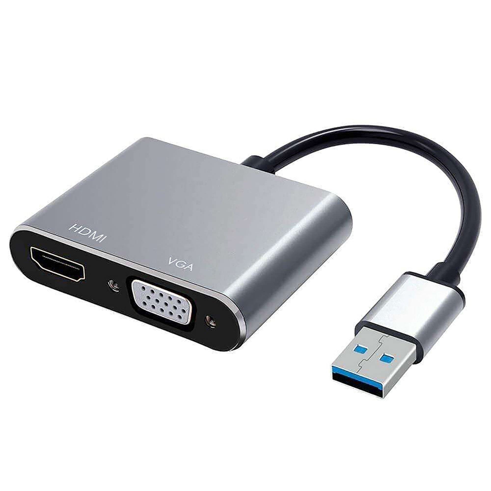 HEDEN Adaptateur USB 3.0 USB 3.0 male / HDMI F + VGA F HDMI 4k/30HZ, VGA 1920*10