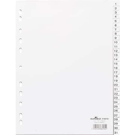 Durable DURABLE Zahlenregister m Taben 1-31 volldeckend weiß