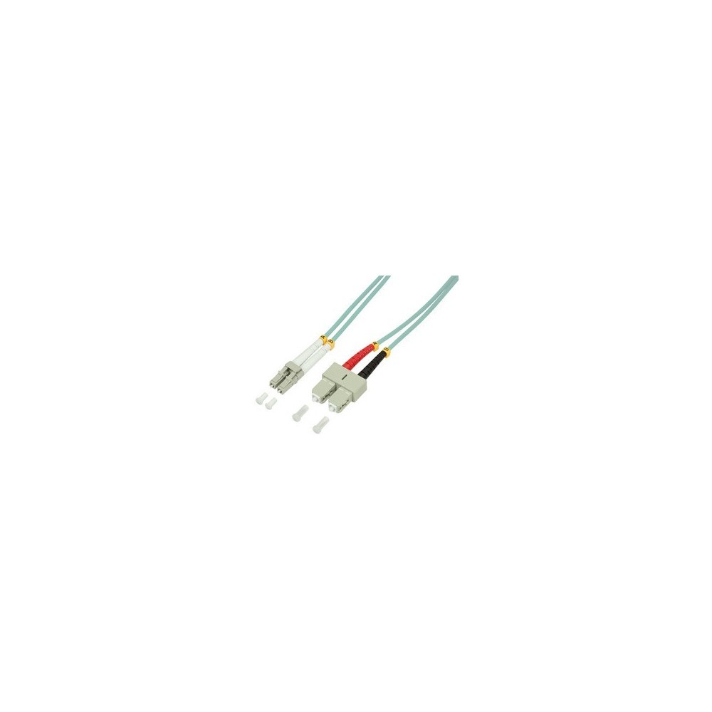 ekivalan Jarretière zip 2,0mm OM3 50/125 LC-UPC/ST-UPC LSZH aqua 15m