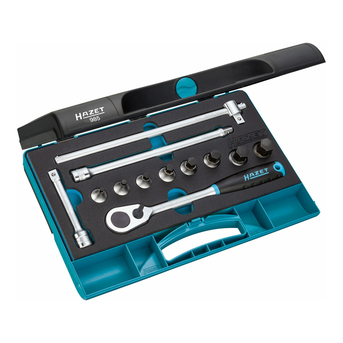 Hazet Jeu de douilles mâles 985 ∙ Carré creux 12,5 mm (1/2 pouce) ∙ Profil à 6 pans intérieurs ∙ Nombre d'outils : 12