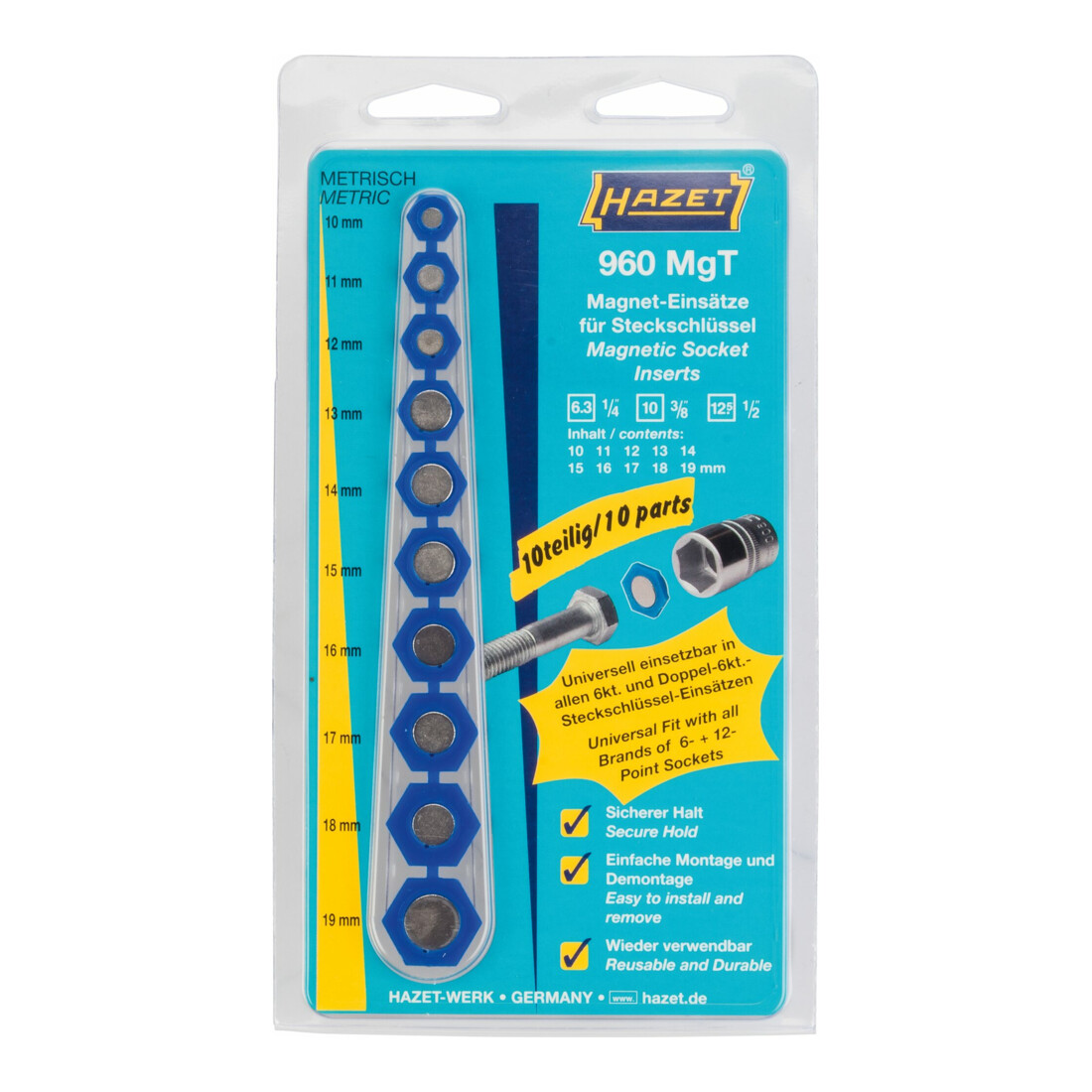 Hazet Insert magnétique pour douilles 960MGT ∙ Profil à 6 pans extérieurs