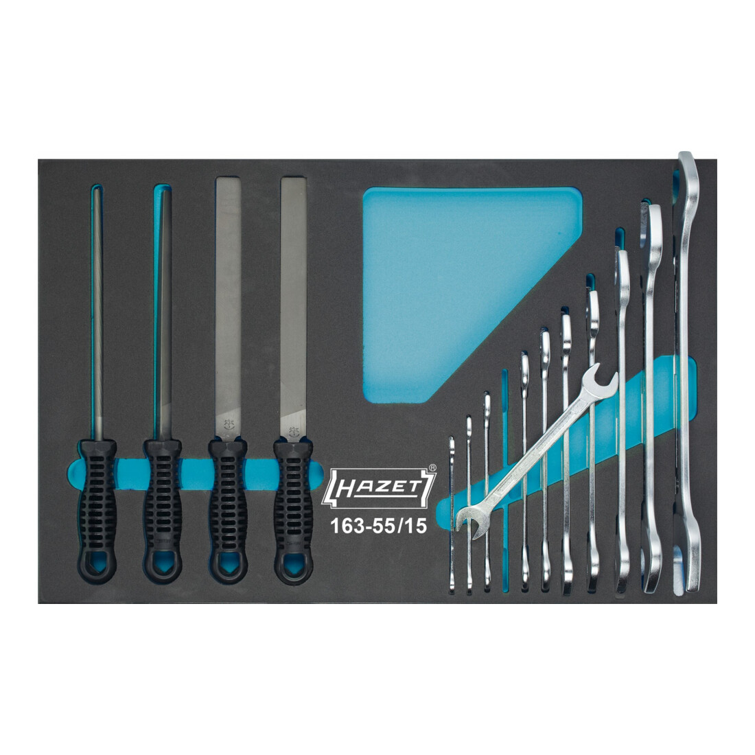 Hazet Jeu d'outils , double clé à fourche, limes 163-55/15 15 pièces