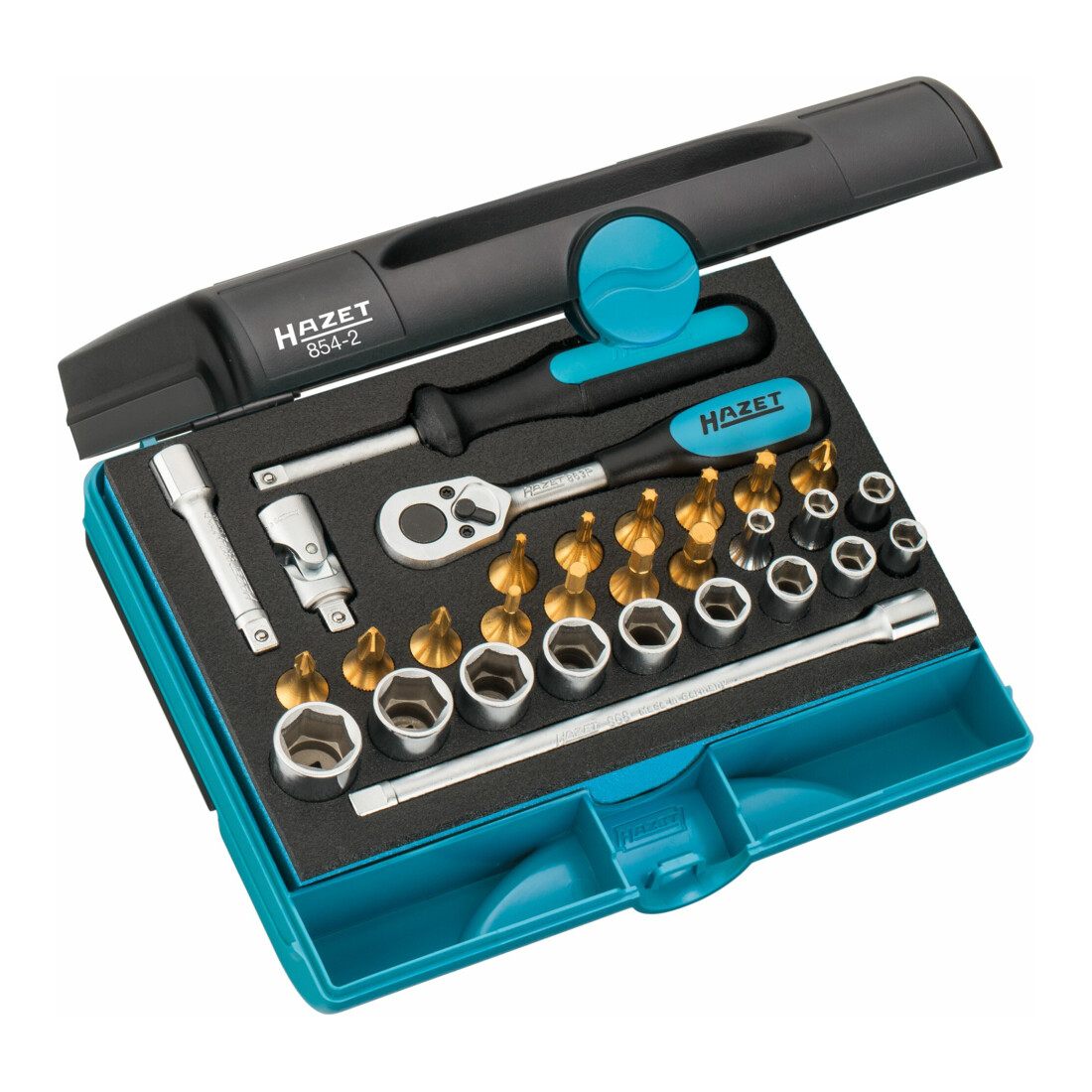 Hazet Assortiment de clés à douille Hazet, revêtement TiN, carré 1/4 pouce, 30 pièces