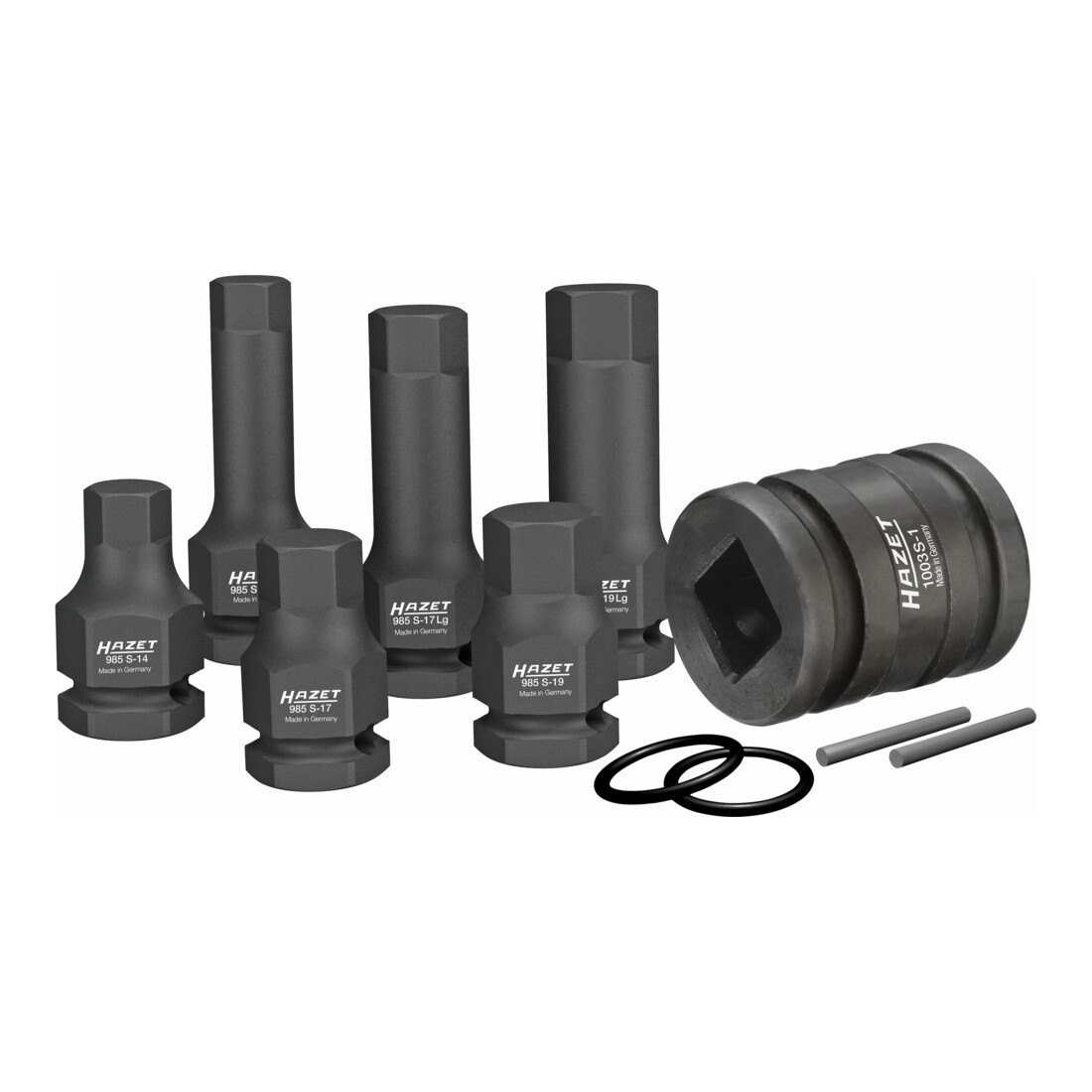 Hazet Jeu de douilles à chocs 985S/11 ∙ Carré creux 12,5 mm (1/2 pouce) ∙ Profil à 6 pans intérieurs ∙ 14 ∙ 17 ∙ 19