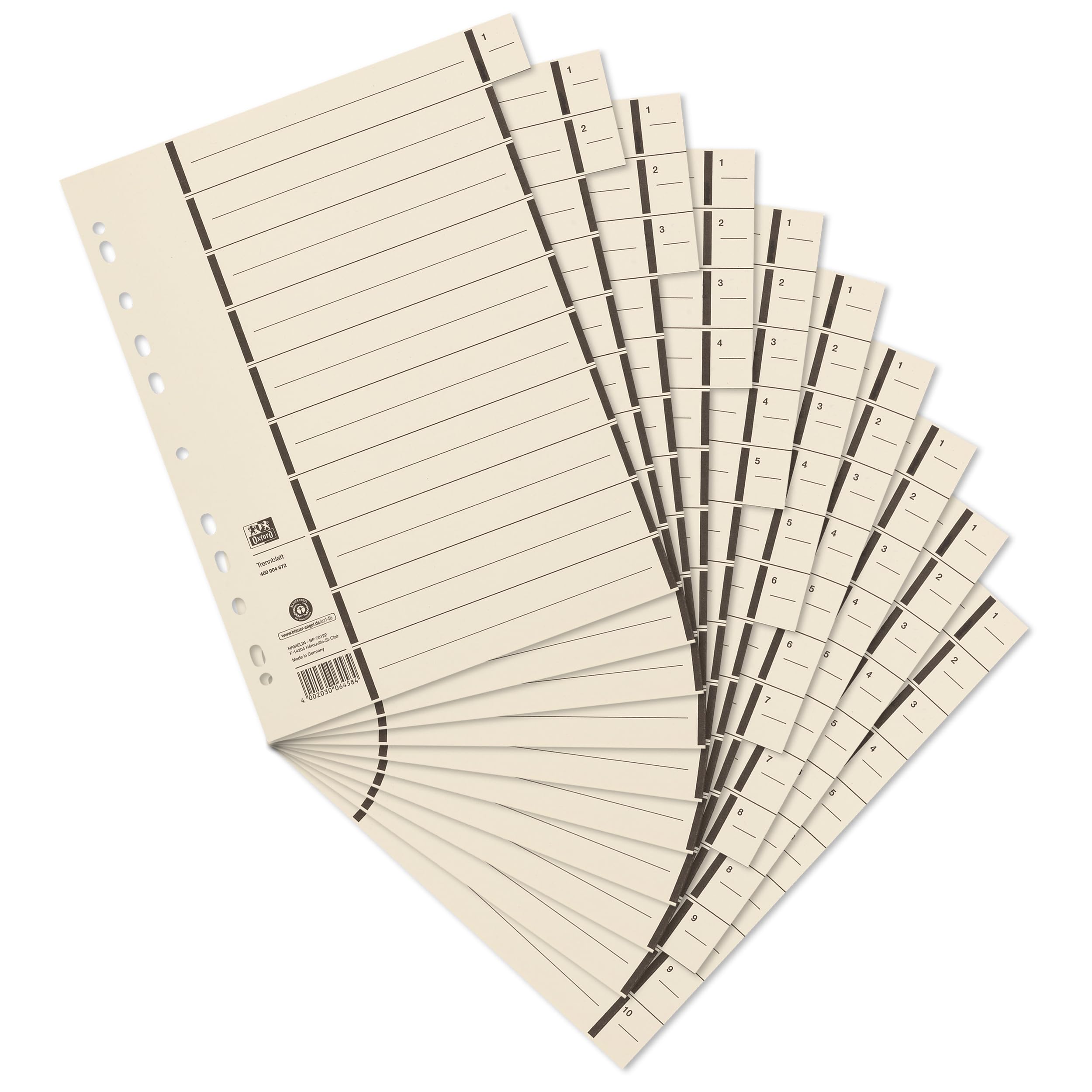 Oxford Trennblatt A4 mit Perforation aus Kraftkarton 100Stk