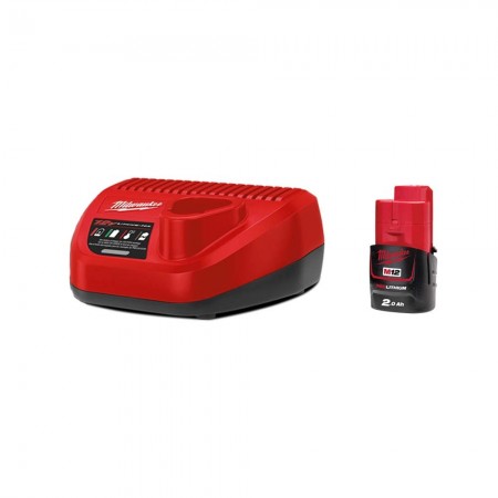 Milwaukee Pack 1 batterie 12V M12 B2 2 Ah + chargeur C12-C