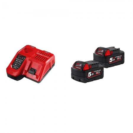Milwaukee Pack 2 batteries 18V 5 Ah M18 B5 + chargeur M12-18 FC