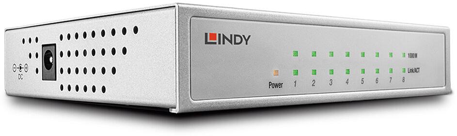Lindy 8 Port 10/100/1000 GIGABIT Desktop Switch Premium metal case