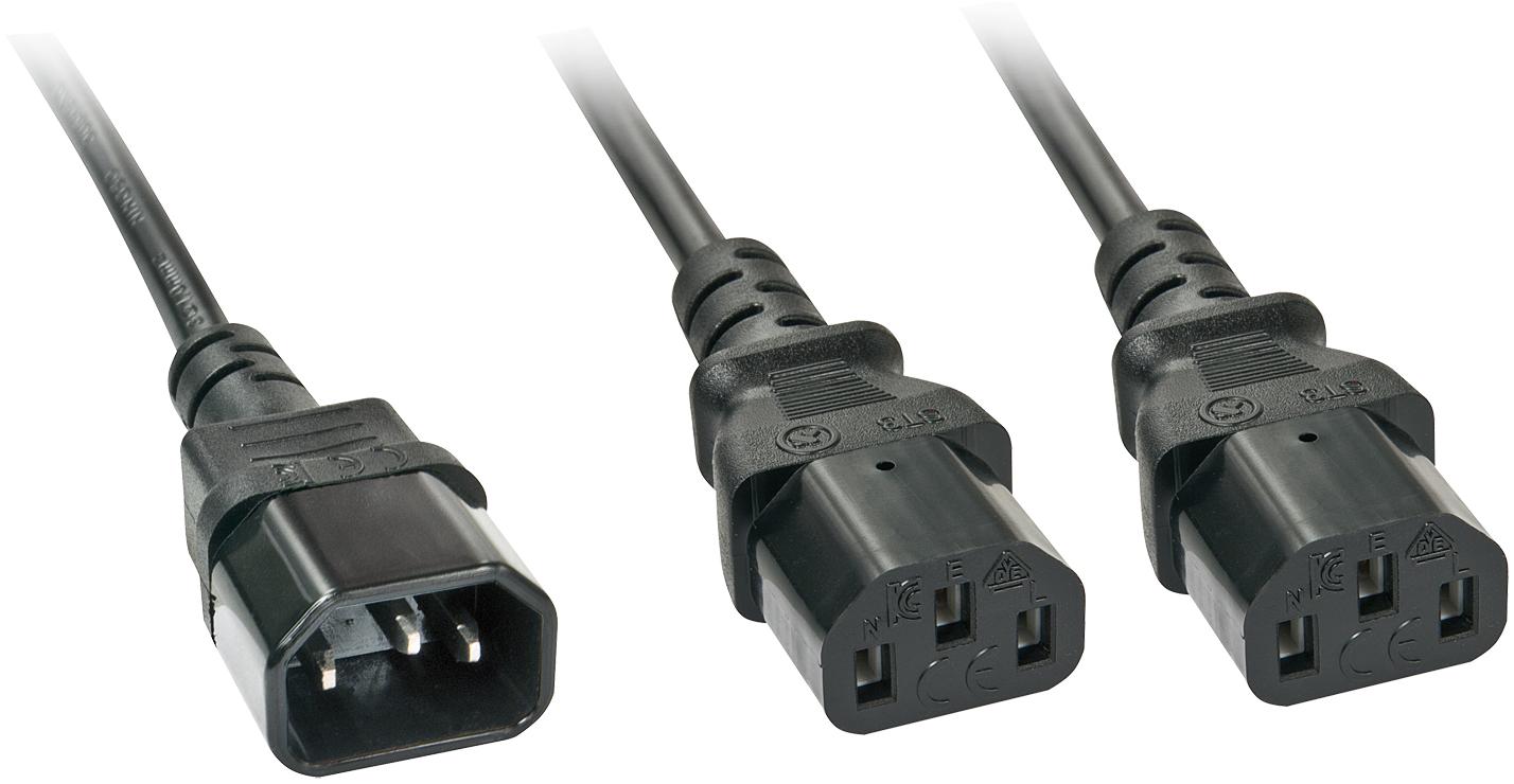 Lindy 2m IEC C14 to 2x IEC C13 Y Extension Cable