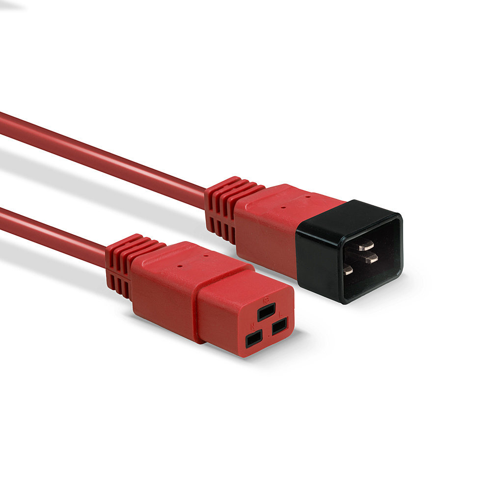 Lindy 1m IEC C19 to C20 Extension Cable Red